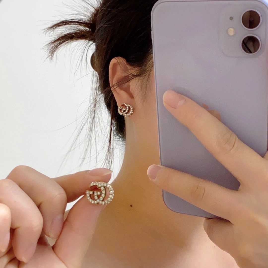 Gucci Double White Diamond Stud Earrings